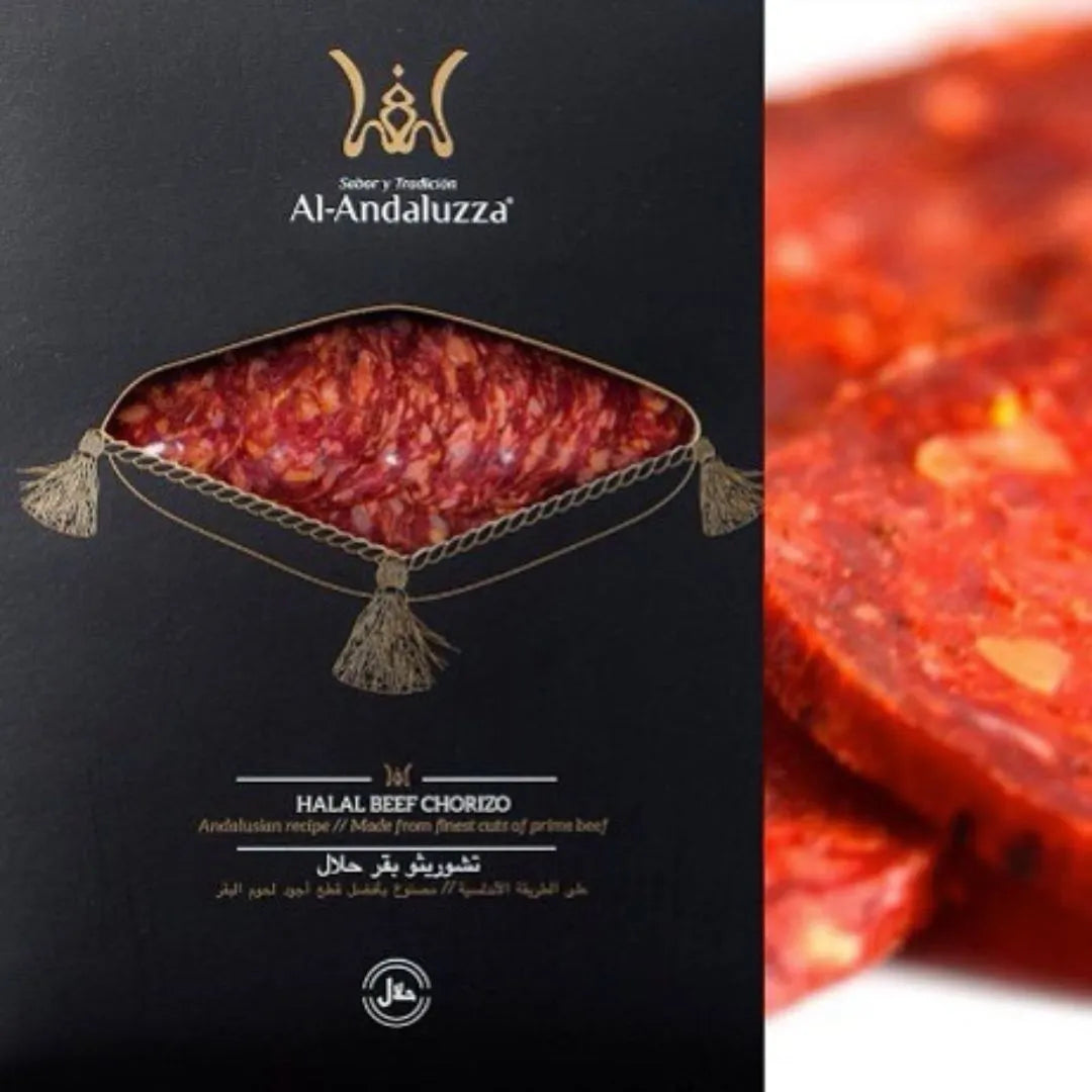 Chorizo halal de boeuf tranché artisanal Alandaluzza | chorizo boeuf halal